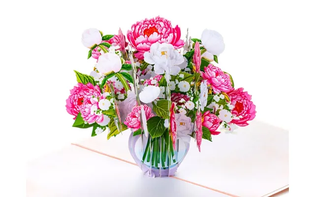 Pop Up Card - Vase Med Pæoner