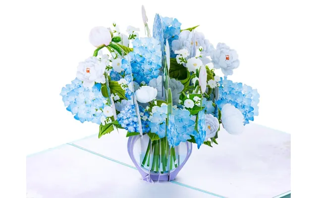 Pop Up Kort - Vase Med Blå Hortensia