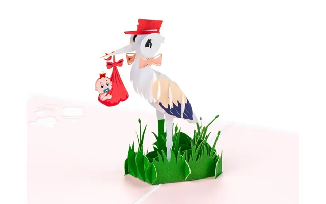 Pop Up-kort - Stork Med Baby