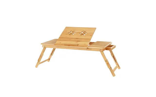 Bærebar Laptop Stand I Bambus - Justerbar Sammenklappelig
