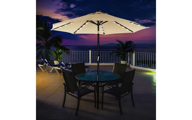 Haveparasol Ø3 M Med Led-lys - Rund Ø 300 Cm Parasol