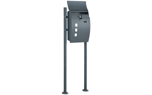 Stående Postkasse Med Lås - 2 Nøgler 44 X 15 X 114 Cm Stålgrå product image