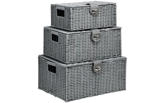 X3 Opbevaringsbokse Rattan Med Lukning - Bærehåndtag product image