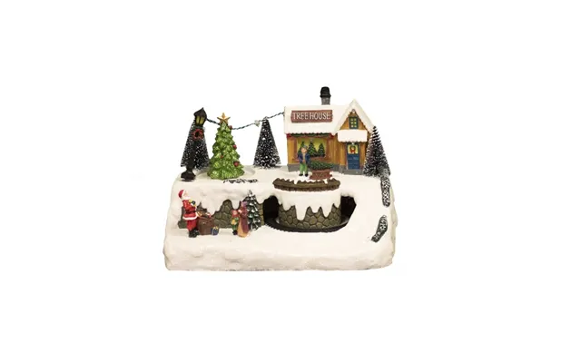 Outlet Dekorativ Juleby Treehouse Town Med Led Lys Og Musik