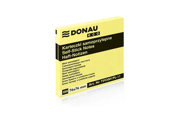 Notesblok 76x76mm - Alternativ Til Post-it, Gul, 12 Stk. Med 100 Ark Pr