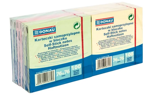 Notesblok Alternativ Til Post-it - 12 Stk, 100 Sider Hver, 4 Pastelfarver 76x76mm