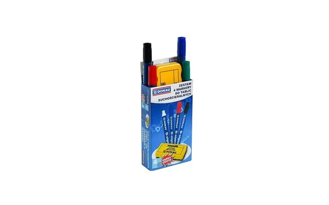Whiteboard Marker Sæt - 4 Farver Inklusive Magnetisk Tavlevisker