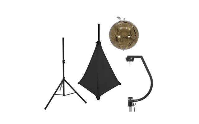 Spejlkugle Sæt. 30 Cm. Guld. Med Stativ & Sort Cover