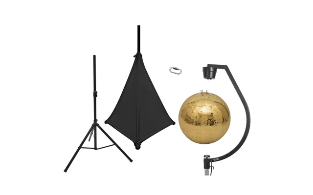 Spejlkugle Sæt. 50 Cm. Guld. Med Stativ & Sort Cover