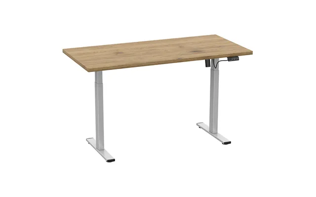 Lonae Skrivebord Elektrisk Hæve Sænke Funktion 140x50x71-120cm Eg Dekor - Sølvfarvet product image