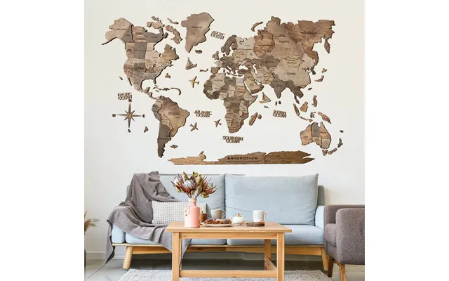 3d World Map Oak product image