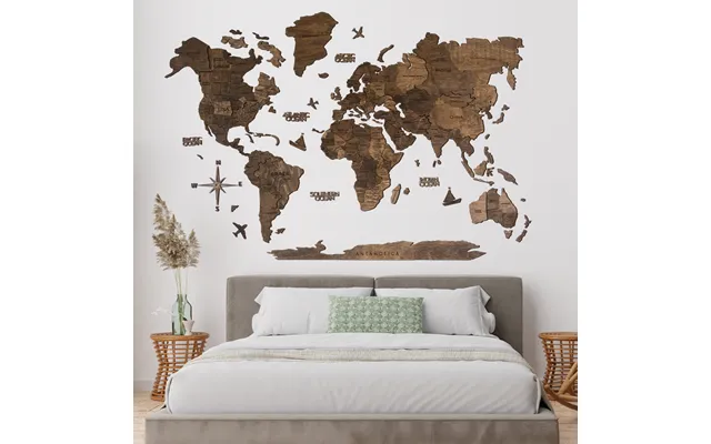 3d World Map Dark Walnut product image
