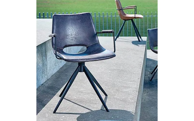 Cayman Spisebordsstol Med Drejefunktion Og Armlæn - Topper Grey Black