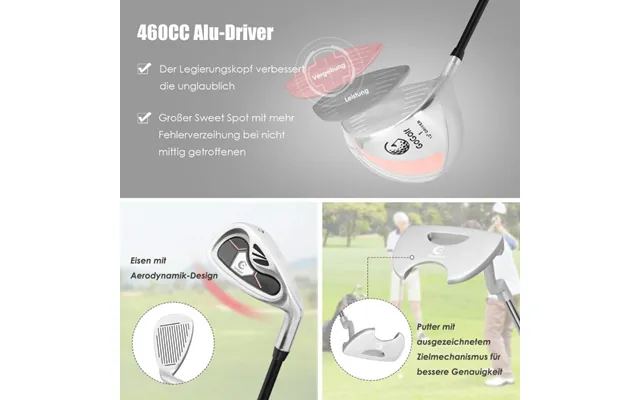 10 Stykke Komplet Golfsæt Golfkøllesæt Til Kvinder Perfekt Golfgave Pink