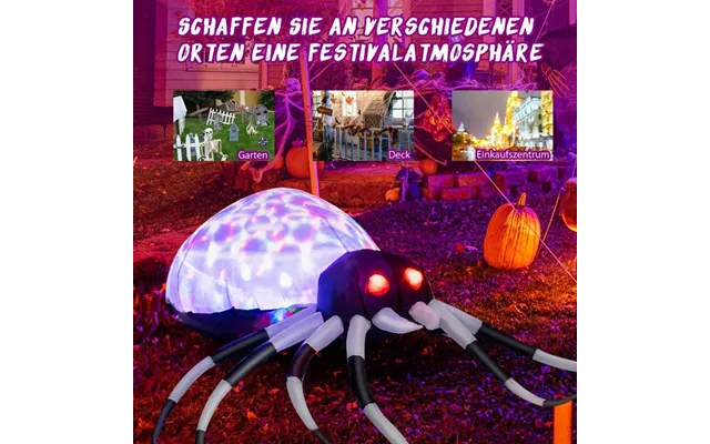 105 Cm Bred Oppustelig Halloween-edderkop Med Flerfarvede Lys Og Blæser