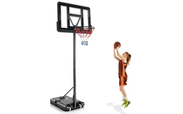 130 Cm - 305 Cm Højdejusterbar Basketballkurv Med Stativ & 2 Hjul Kurvestativ Sort