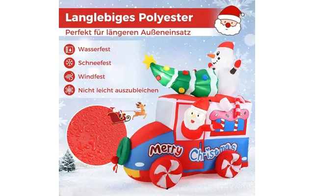 177cm Oppustelig Julepynt Led Julemand I Bil Juledekoration Med Snemand