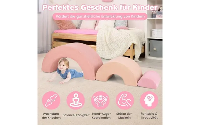3 Stk. Bløde Byggeklodser Skum Byggeklodser Til Klatring Og Kravle Til Babyer Pink