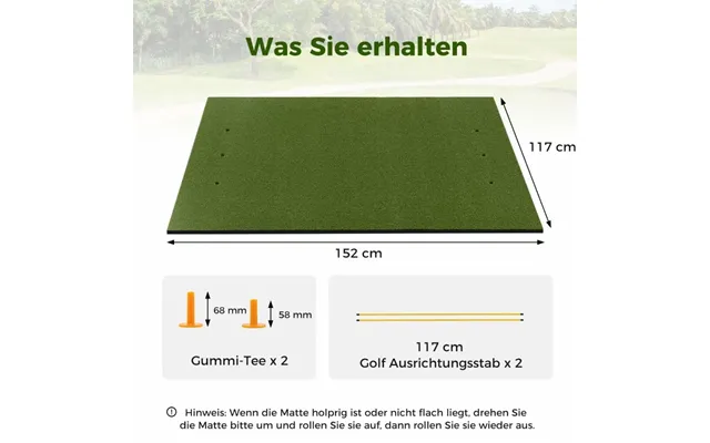 3-i-1 Golf Tee Måtte. Højkvalitets Slagmåtte Med Kunstgræs - 152 X 117 Cm