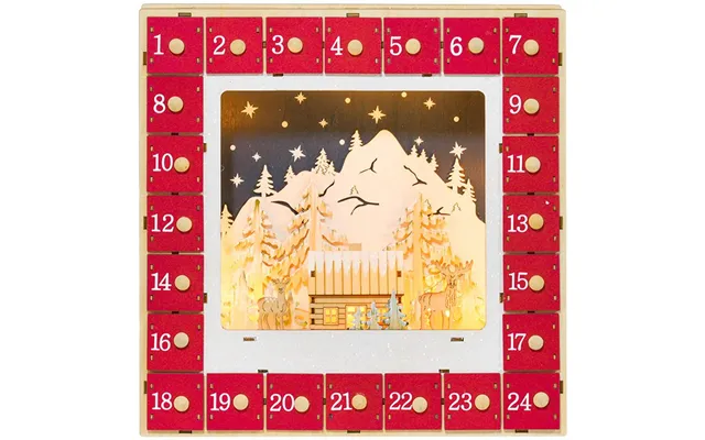 Adventskalender Til Påfyldning Af 24 Skufferum Julekalender Med Led-lys Adventskalenderkasse Julepynt Diy Mdf 34 X 7 X 3