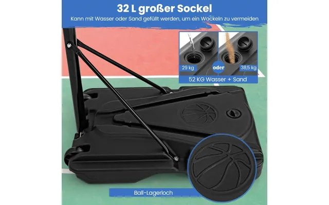 Basketball Hoop Udendørs Basketball Stativ 172-305 Cm Højdejusterbart Kurvsystem Med Aftageligt Centerrør