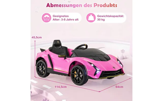 Børne Elbil Lamborghini Med Fjernbetjening & Led-lys & Horn Børnebil Pink