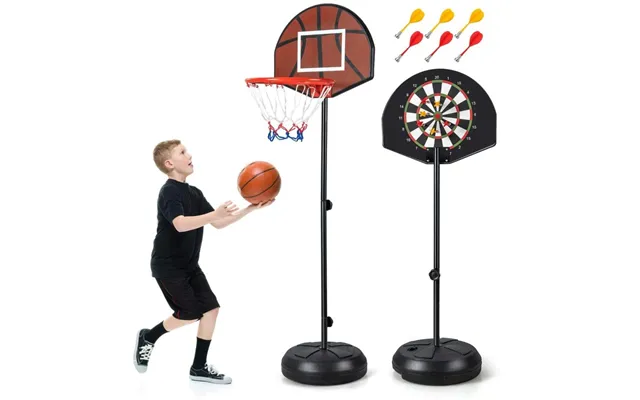 Børnebasketkurv Med Dartskive Og 6 Dartbasketstativ Sort