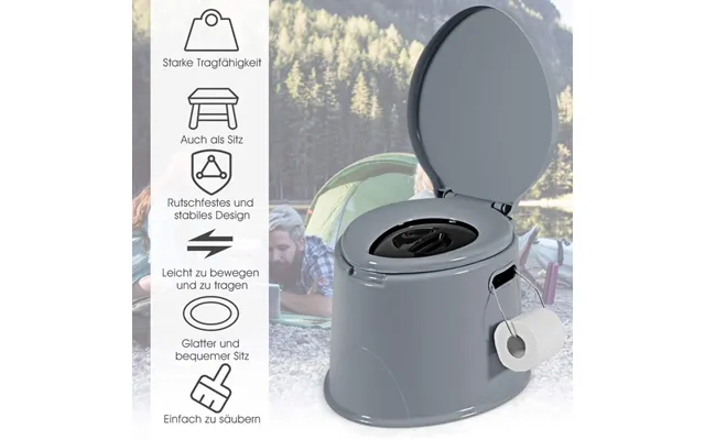Campingtoilet Transportabelt Rejsetoilet Mobilt Toilet Med Aftagelig Spandindsats Grå