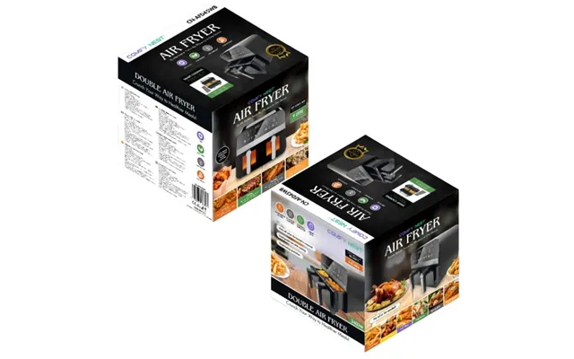 Comfy Nest Cn-afd45wb 2400w Sort Dobbeltkurv Digital Luftfrituregryde Med Vindue - 9l