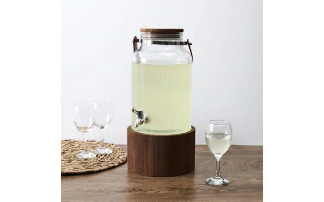 Drikkevareautomat I Glas Med Træbund - 6 L