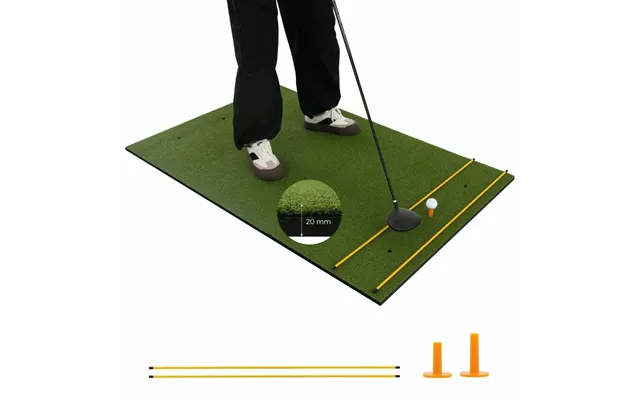 Golf Tee Måtte 2 Gummi Tees Og 2 Justeringspinde 6 Tee Positioner 152 X 92 Cm Tykkelse 20 Mm