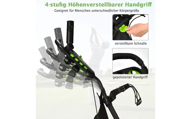 Golfvogn 4 Hjul Golfvogn Golfvogn Golf Folding Golf Caddy Golf Push Cart Lavet Af Grønt Aluminium