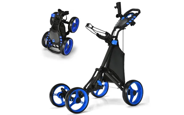 Golfvogn 4-hjulet Golfvogn Golfvogn Golf Folding Golf Caddy Golf Push Cart Lavet Af Aluminium Blå