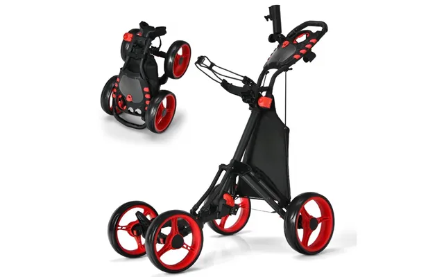 Golfvogn 4-hjulet Golfvogn Golfvogn Golf Folding Golf Caddy Golf Push Cart Lavet Af Aluminium Rød