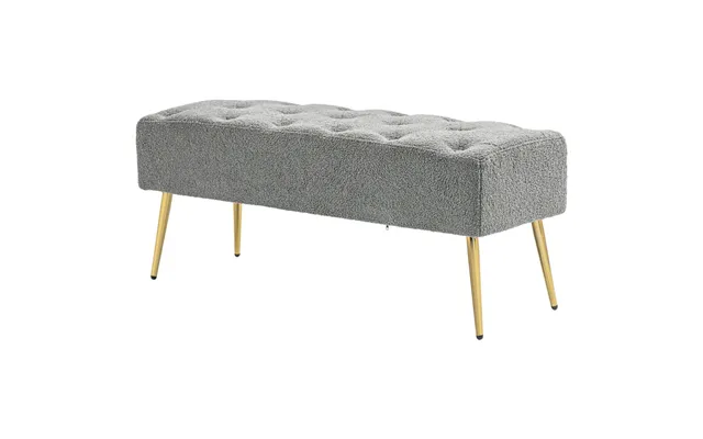 Grå Bænk Med Lammeuldslook Og Stålben