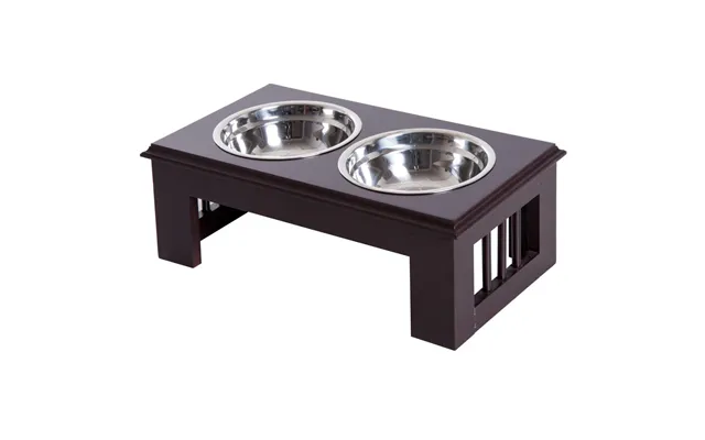 Hævet Hunde- Og Katteskål I Rustfrit Stål - 44x24x15cm