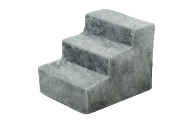 Hundetrapper 3-trins 35 Cm Dyretrapper Med Plys-look Kattetrapper Til Sengesofa Katte 5 Kg Lysegrå