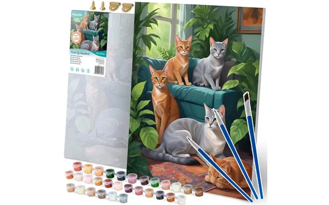 Maleri Efter Tal 40x50 Cm Massido Cats