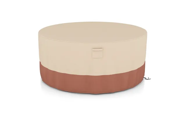 Ø 183 Cm Rundt Havemøbelbetræk Med Ventilationsslidser & Spænder & Snore Beige