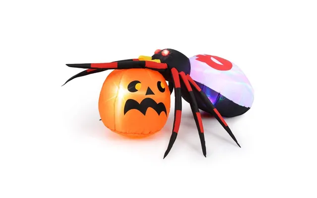 Oppustelig Halloween-edderkop Med Græskar Og Roterende Led-lys Skræmmende Edderkopdekoration