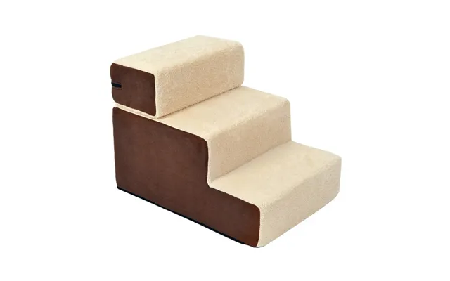 Plys Hundetrappe 3 Trin Beige 54x40x39cm