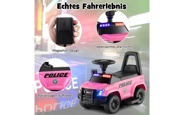 Politi Elbil Til Børn 6v El Børnebil Med Opbevaringsplads Pink