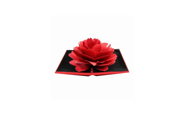 Ringæske Med 3d Rose I Papir - Rød