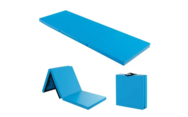 Sammenfoldelig Blød Gulvmåtte Med 2 Håndtag Skridsikker Gymnastikmåtte 180 X 60 X 5 Cm Blå