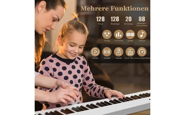 Sammenfoldeligt E-tastatur Sammenfoldeligt Med 88 Belyste Taster Digitalt Tastatur Digitalt Tastatur Hvid