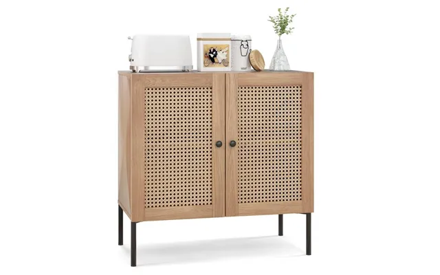 Skænk Med Rattan Låger & Bordplade & Justerbare Rum Køkkenskab Eg product image