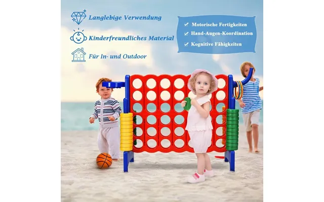 Stort 4-i-række-jumbo 4-i-række-sæt Til Børn Og Voksne 84 X 33 X 79 Cm Rød Blå