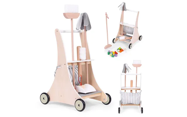 Træ Rengøringssæt Trolley Beige Ecotoys