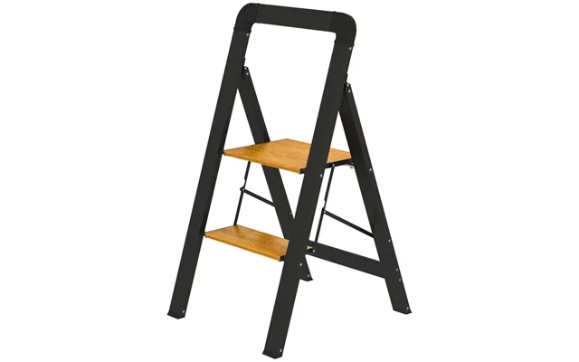 Trinstige Foldetrin Med 2-trins Trappestige Med Håndtag - Skridsikker Platform 150 Kg Bæreevne Aluminium Sort 44,5 X 48 