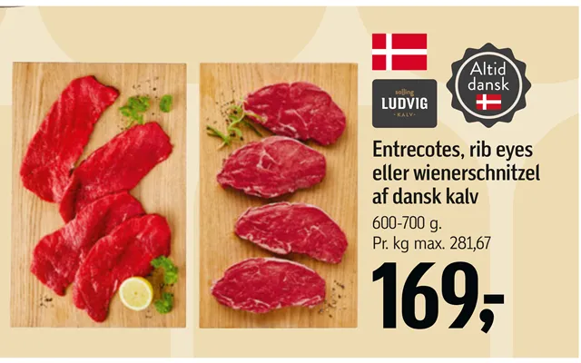 Entrecôtes, rib eyes or wienerschnitzel of danish calf product image